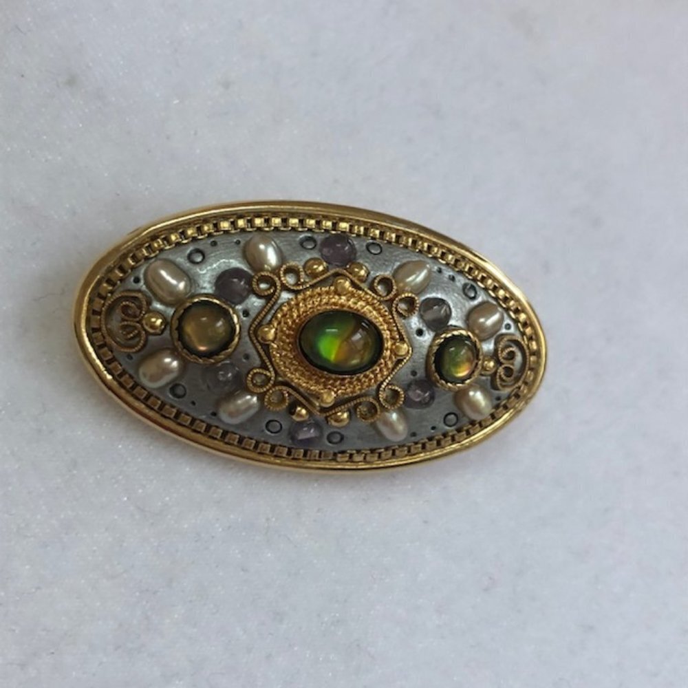 MICHAL GOLAN Pearl/Stone Pendant/Brooch Vintage